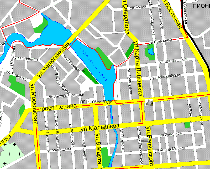 Die Karte der Stadtmitte Ekaterinburges