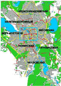 Die Karte Ekaterinburges